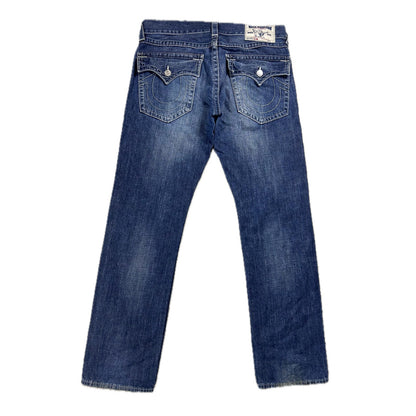 True Religion navy blue jeans white stitching Y2K