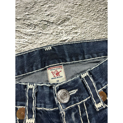 True Religion jeans navy white thick stitching bobby