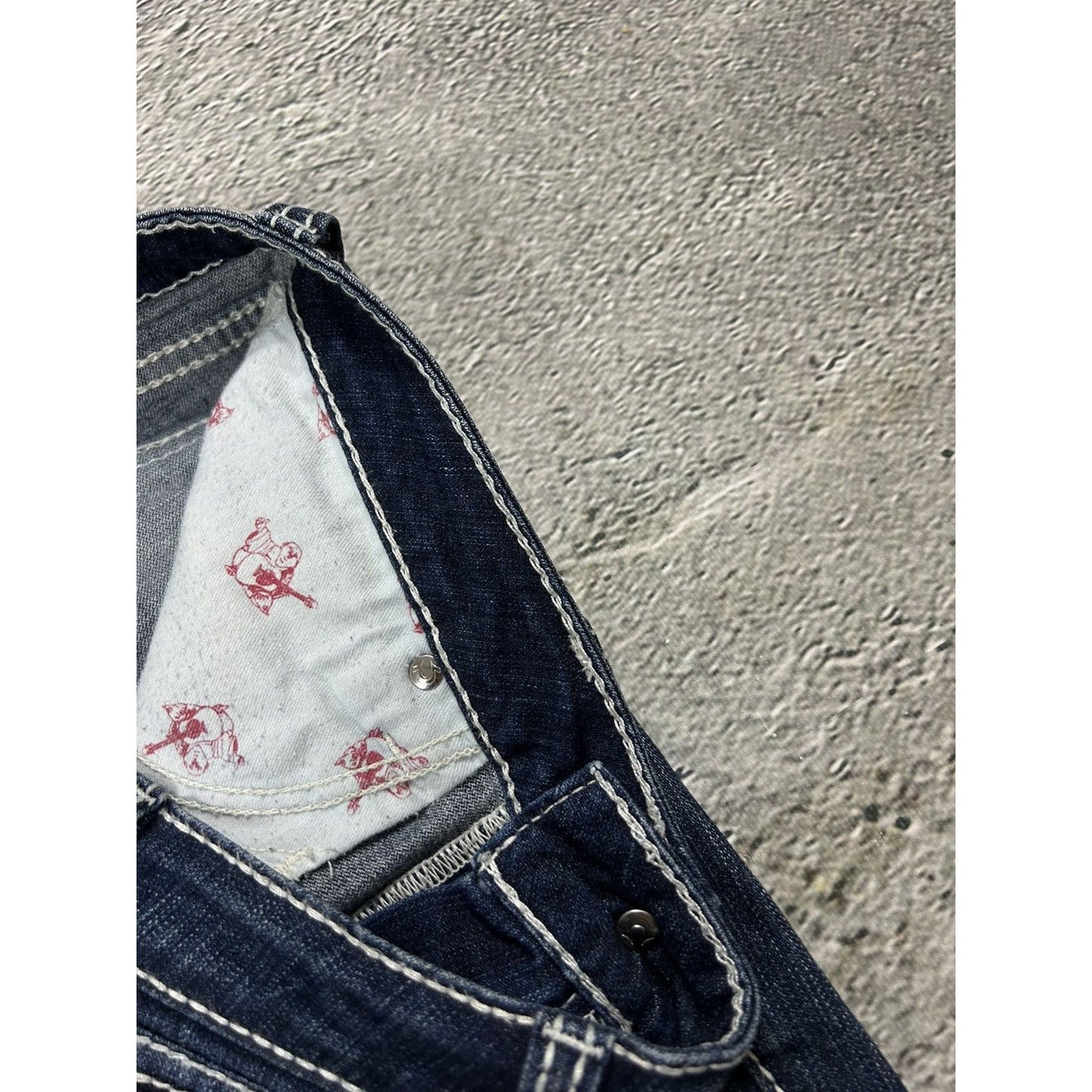 True Religion jeans flared vintage navy blue Billy white