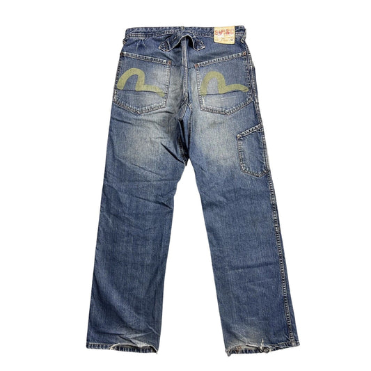 Evisu EU ED jeans vintage denim pants seagulls cargo blue