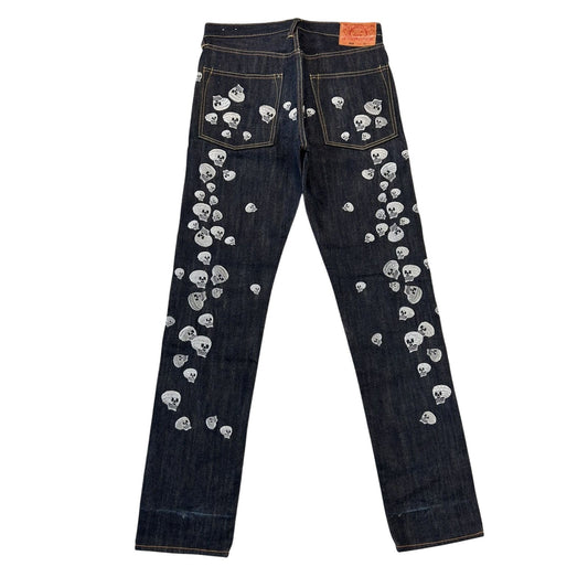 Evisu jeans daicock skull big logo embroidery selvedge denim
