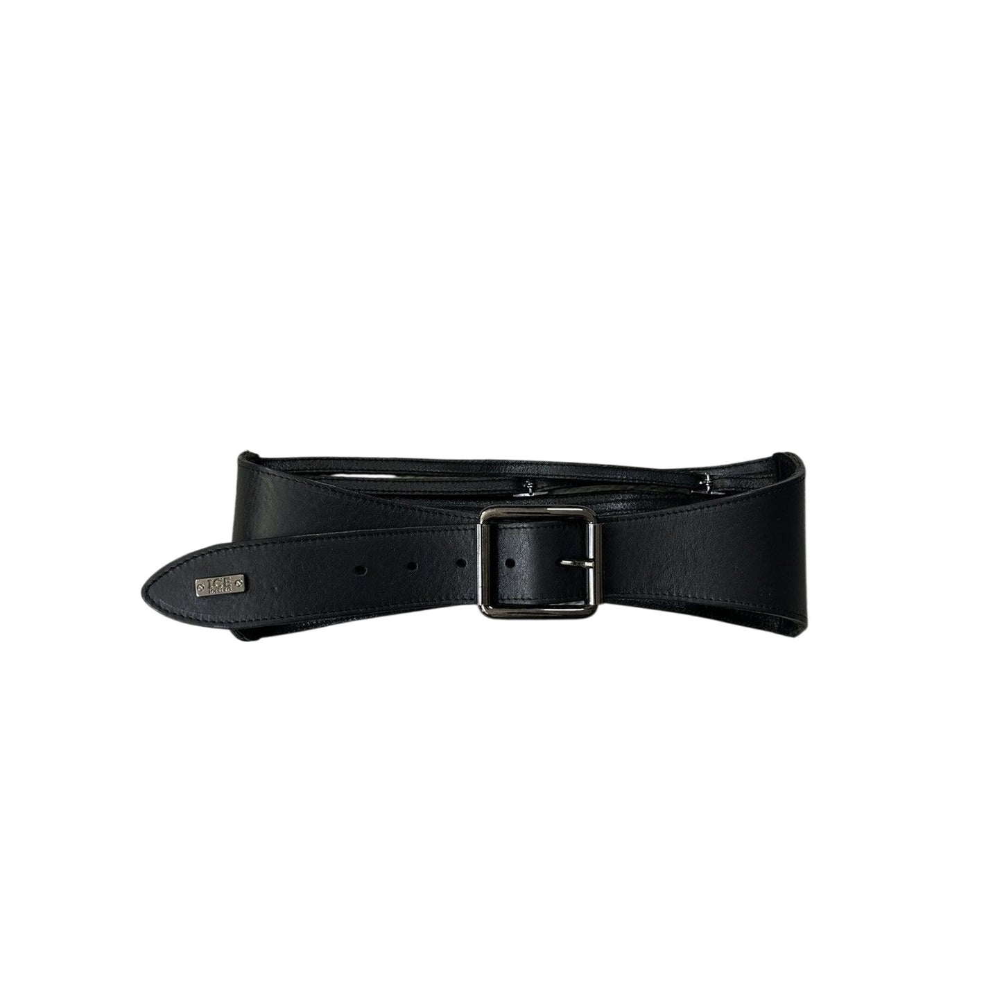 Iceberg belt black leather cowboy avant-garde