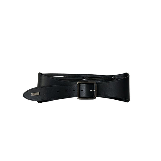 Iceberg belt black leather cowboy avant-garde
