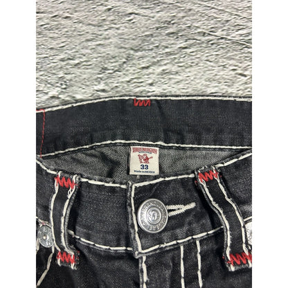 True Religion vintage black jeans denim white stitching