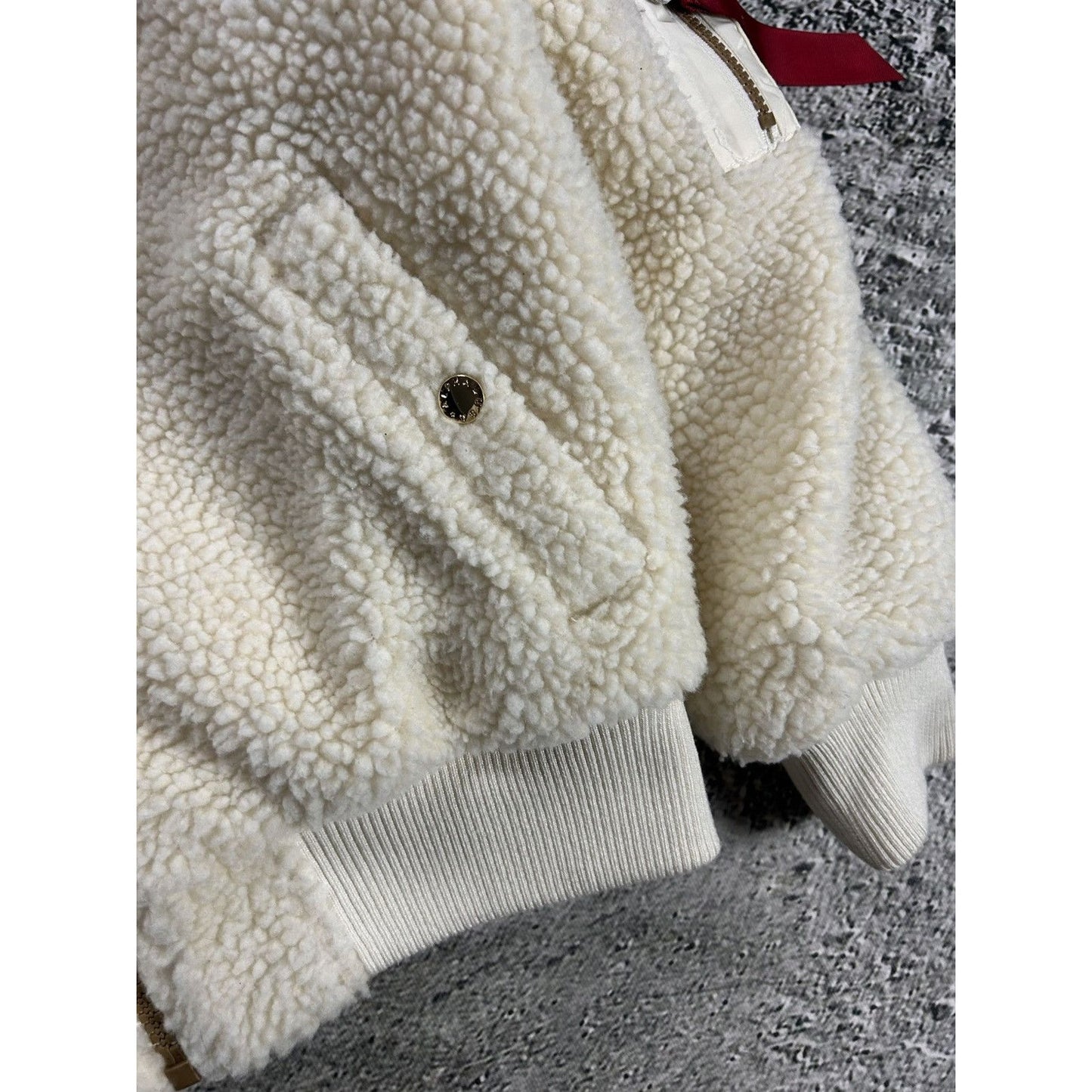 Alpha Industries sherpa zip hoodie white