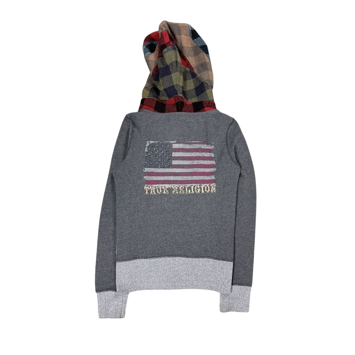 True Religion zip hoodie gray patchwork studded