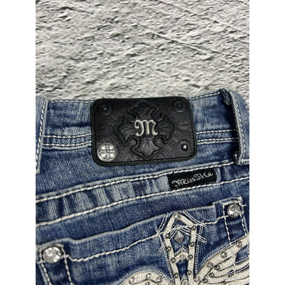 Miss Me flared bootcut white stitching denim vintage y2k