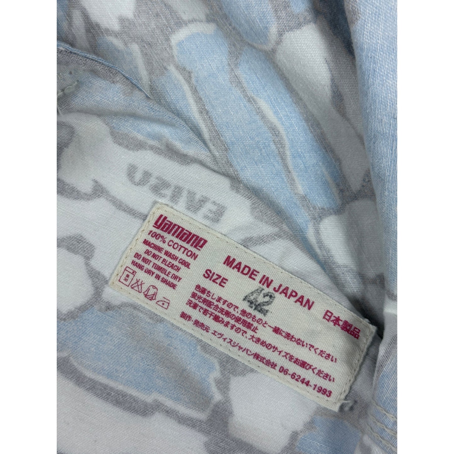 Evisu Japan vintage denim jacket blue white sky camo