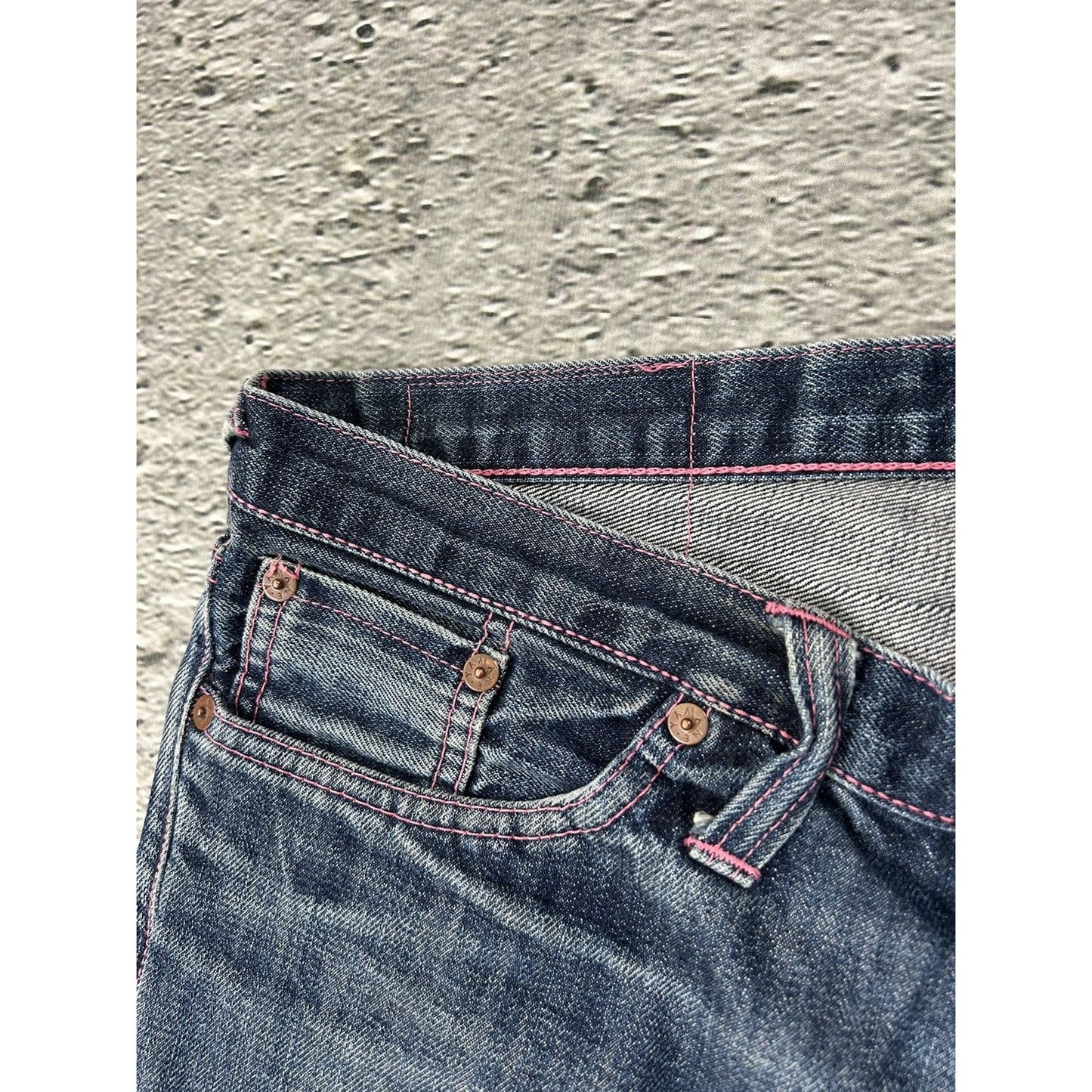 Evisu jeans daicock big logo pink selvedge denim Japan
