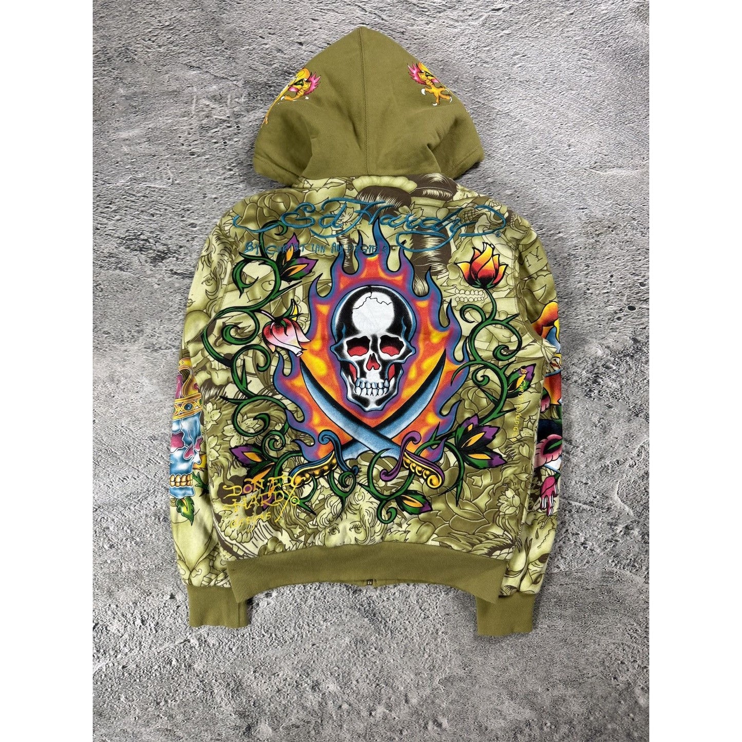 Ed Hardy zip hoodie furry vintage Y2K Christian Audigier fur