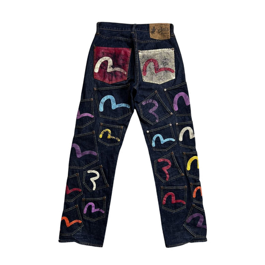 Evisu multipocket jeans multicolor vintage selvedge denim