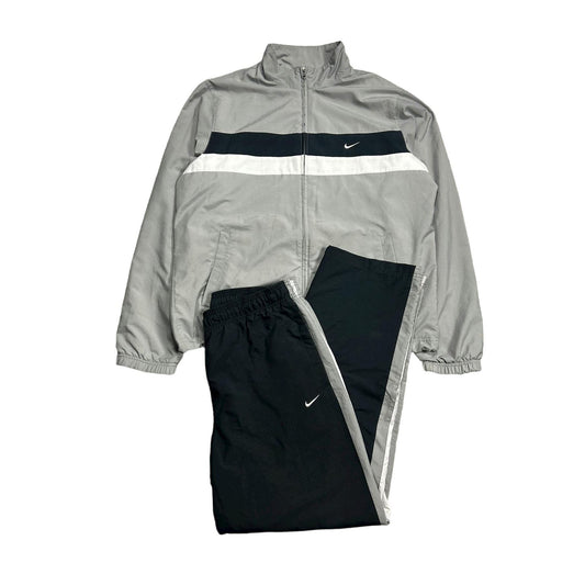 Nike track suit vintage grey black nylon pants jacket Y2K