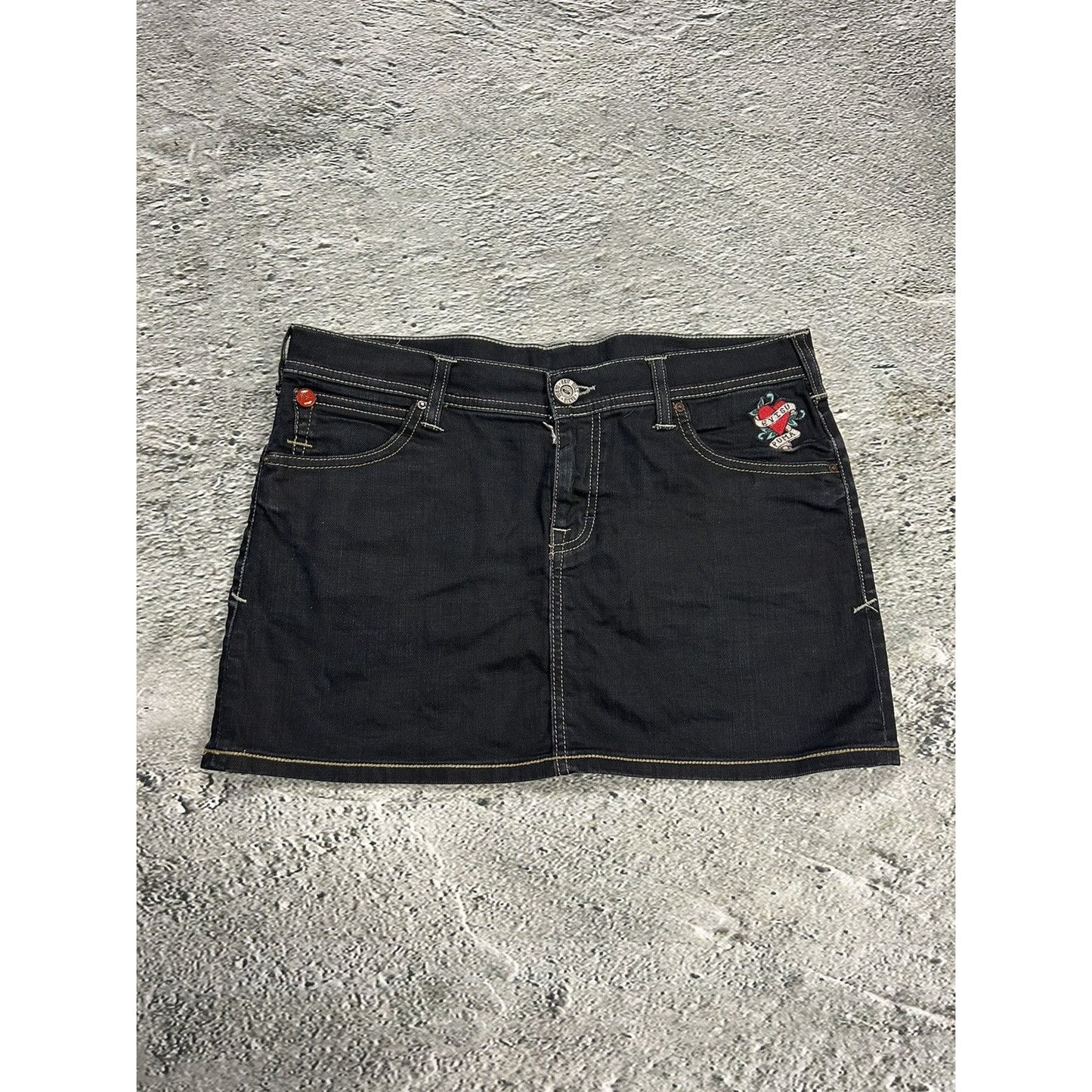 Evisu x Puma vintage black skirt seagulls Y2K