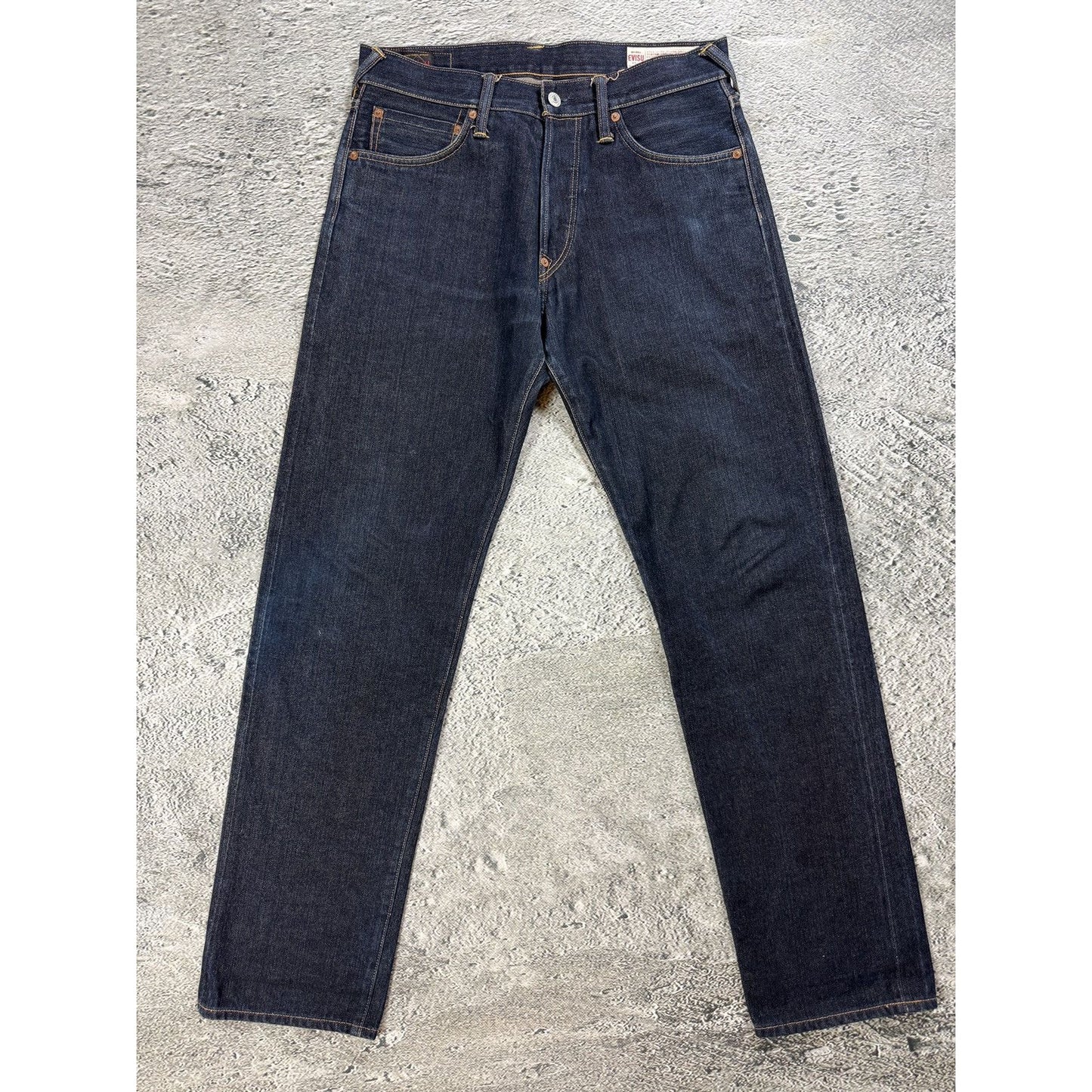 Evisu jeans daicock big logo yellow selvedge denim