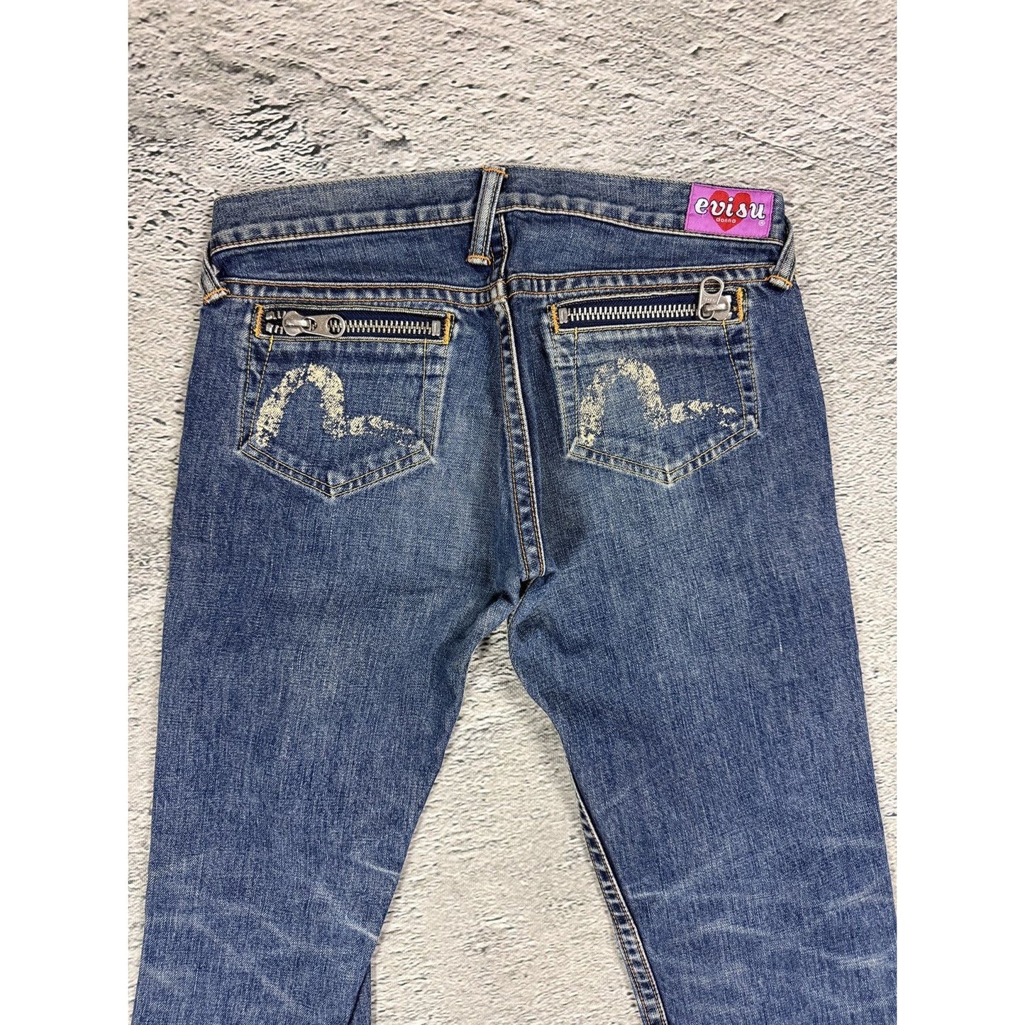 Evisu Donna jeans bootcut zip pockets white vintage