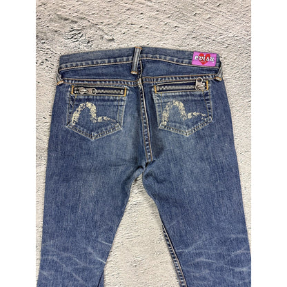 Evisu Donna jeans bootcut zip pockets white vintage