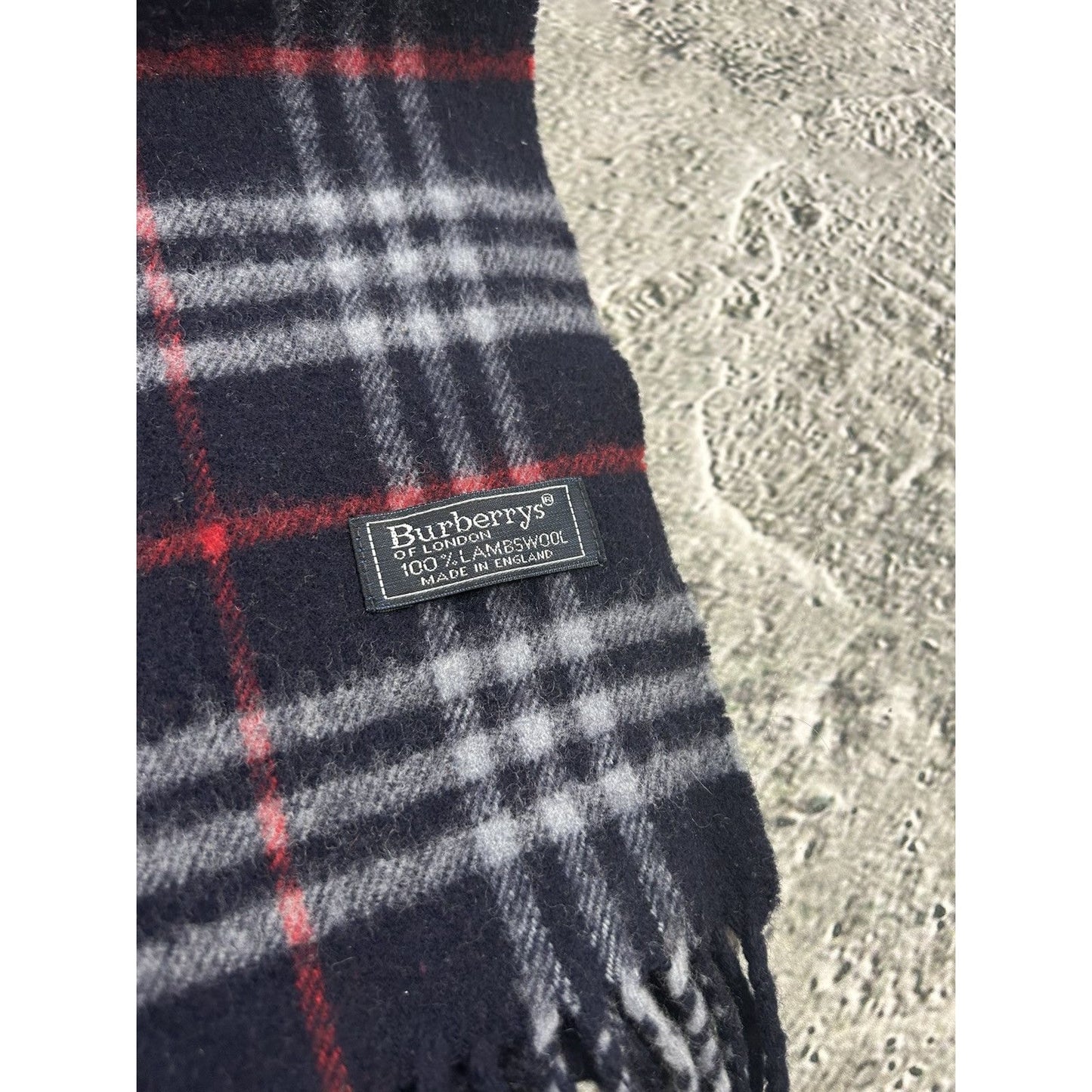 Burberry scarf lambswool cashmere navy blue nova check