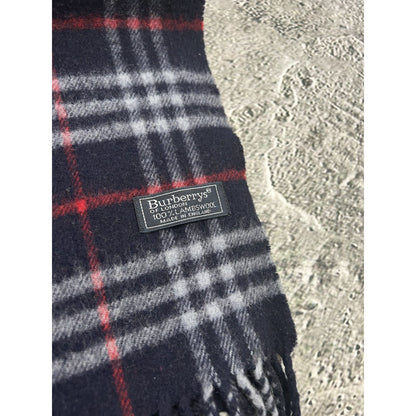 Burberry scarf lambswool cashmere navy blue nova check
