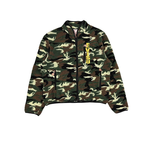 Evisu fleece sweatshirt camo green khaki cargo zip