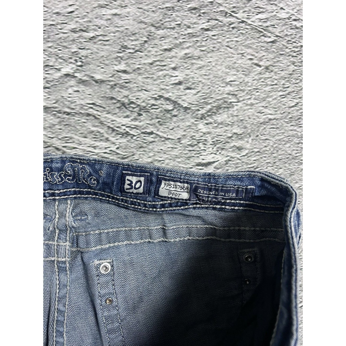 Miss Me flared bootcut white stitching denim vintage y2k