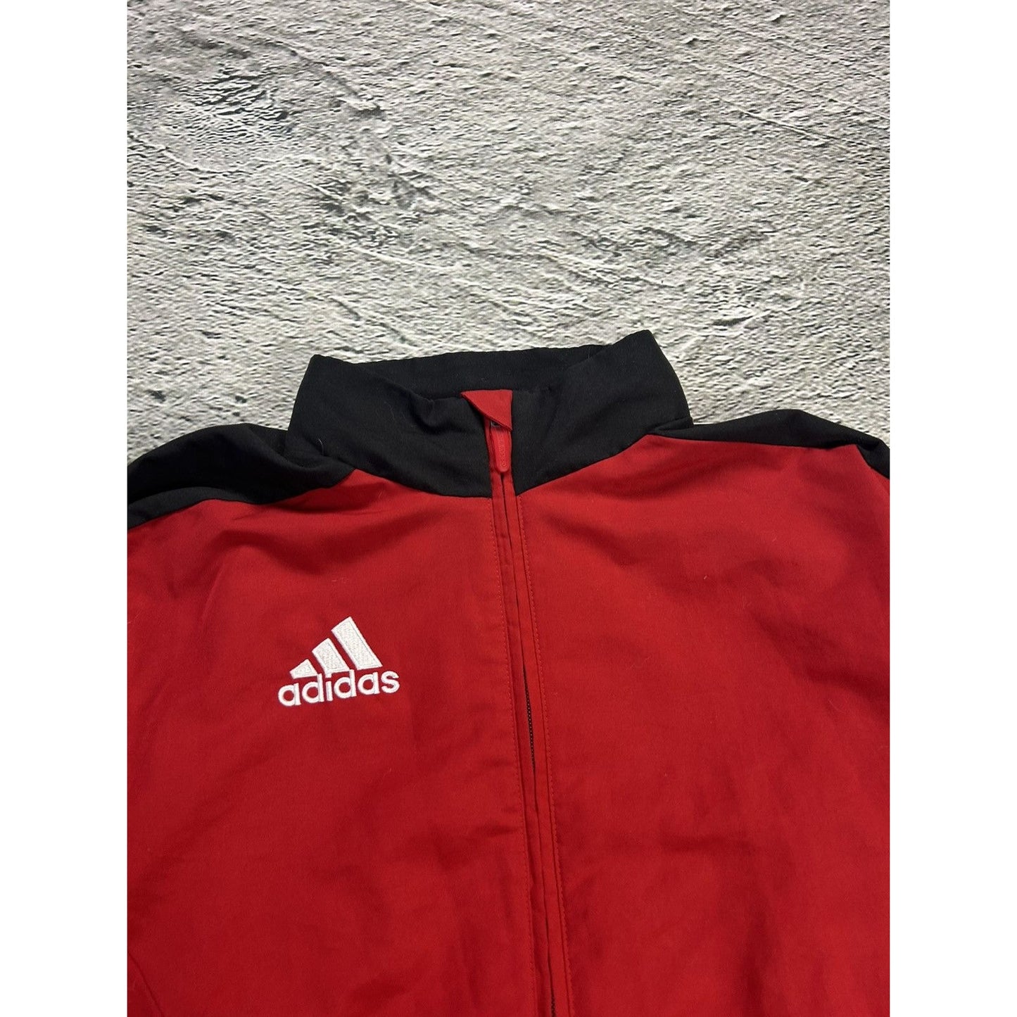 Adidas track jacket vintage red Y2K nylon zip