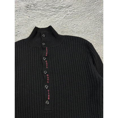 Jean Paul Gaultier Jeans Sweater halfzip turtleneck black