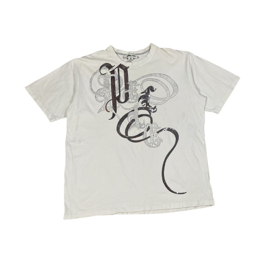Pelle Pelle vintage Y2K rhinestones big logo white silver