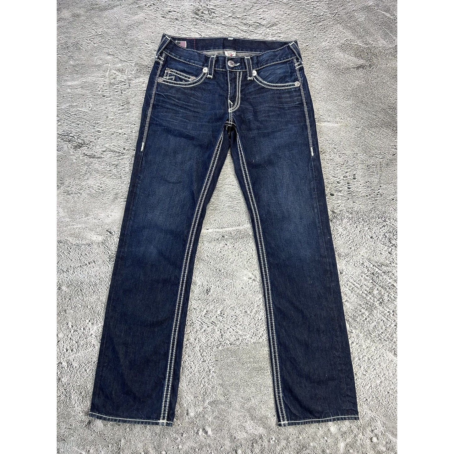 True Religion blue jeans white thick stitching Y2K Bobby