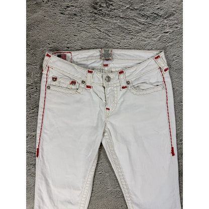 True Religion vintage white jeans slim Stella red stitching