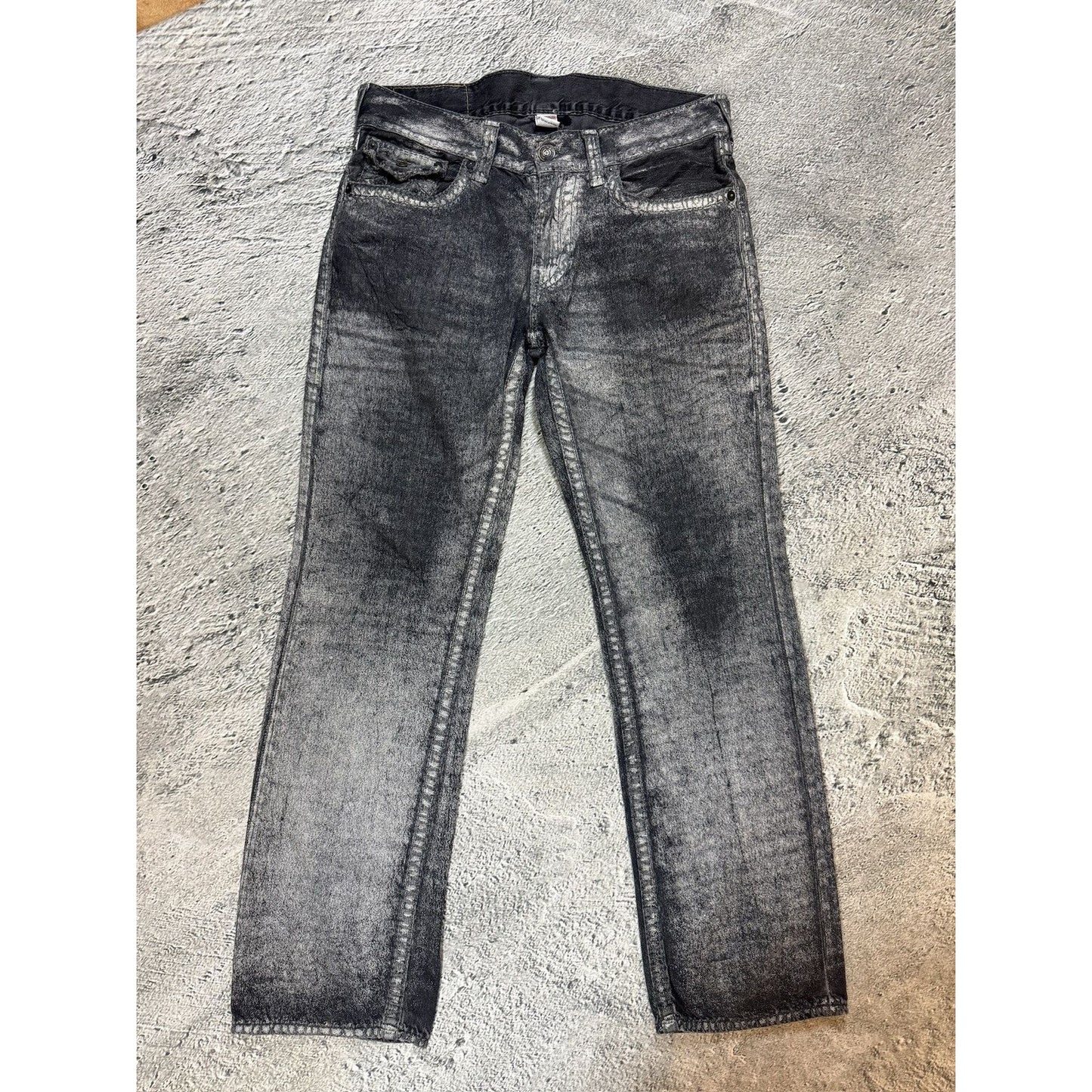 True Religion black dark grey black painted jeans Ricky