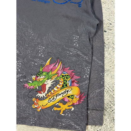 Ed Hardy Christian Audigier vintage grey longsleeve t-shirt