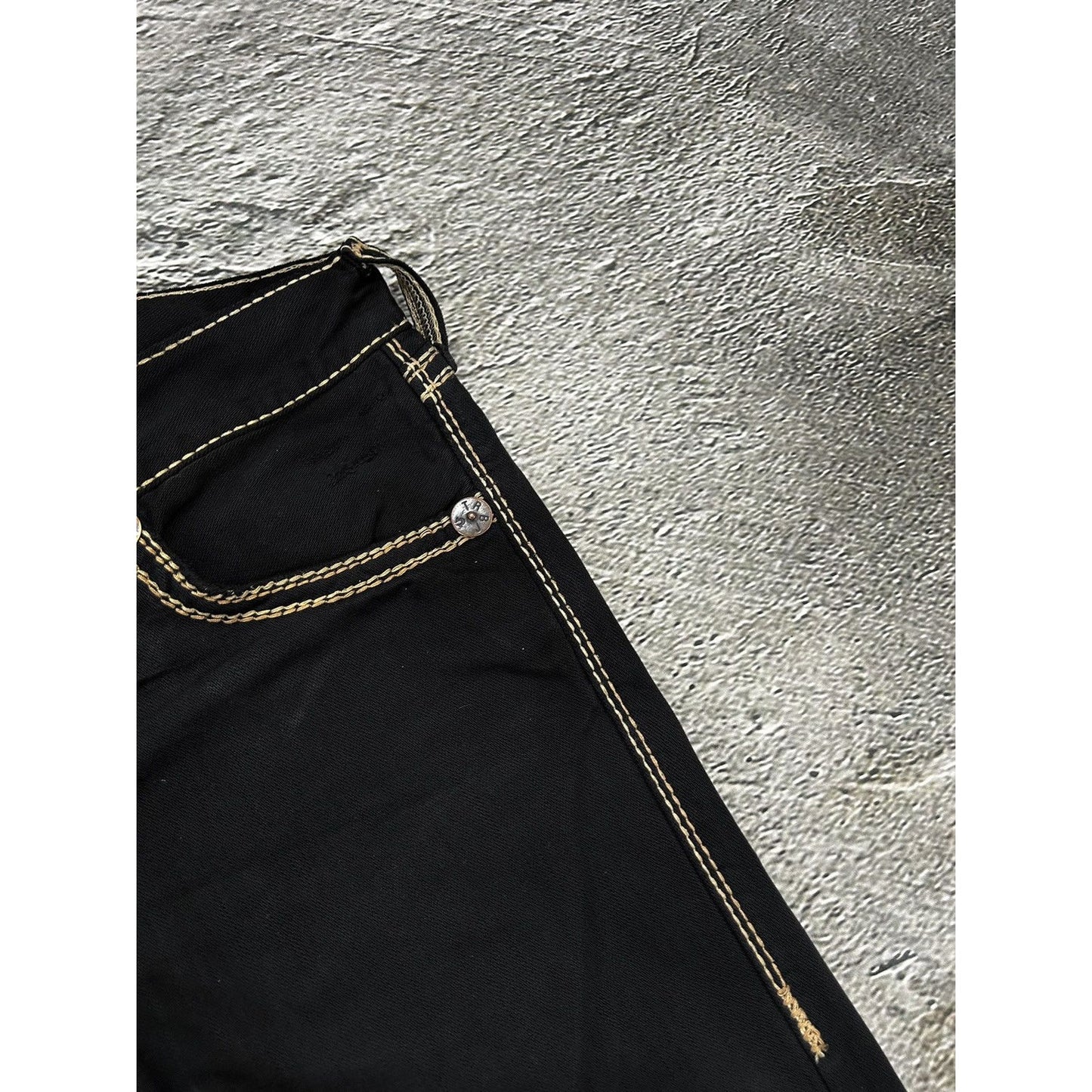 True Religion vintage black jeans gold double stitching