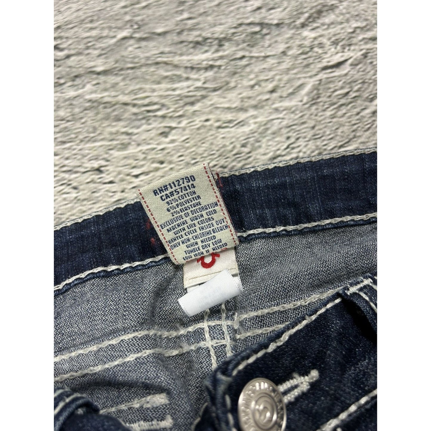 True Religion jeans flared vintage navy blue Billy white