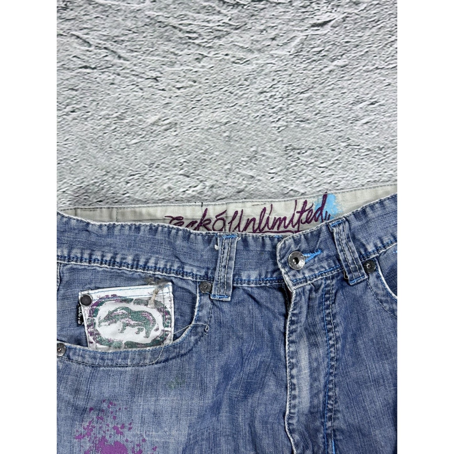 Ecko Baggy Painted hip-hop jeans denim pants Y2K