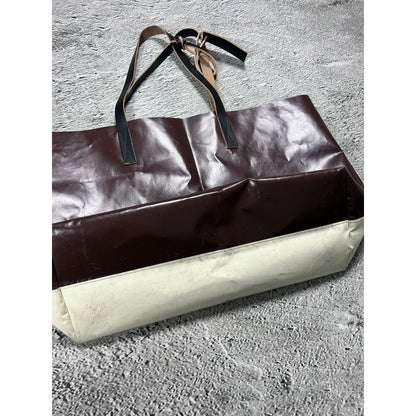 Marni bag with leather handles beige