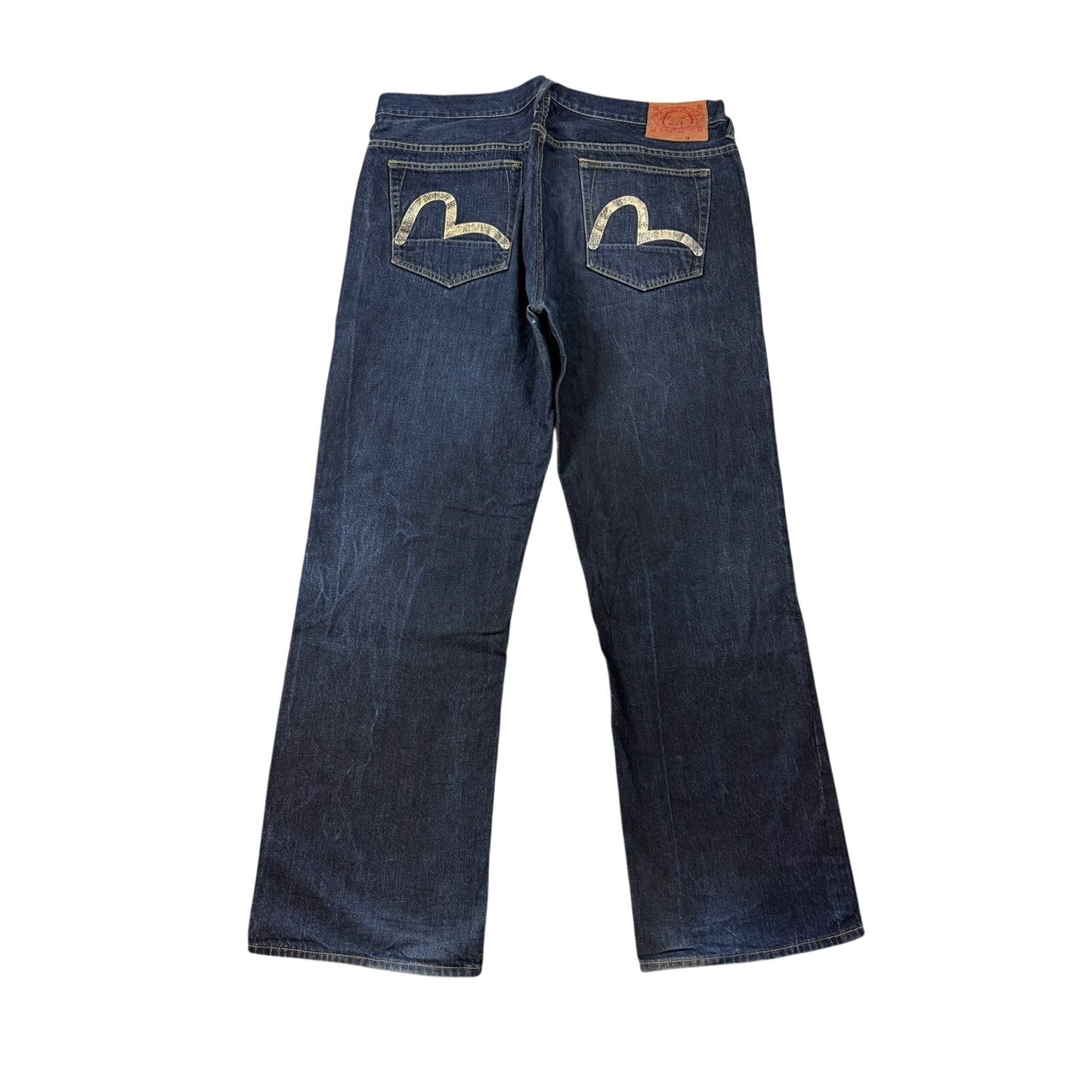 Evisu Genes jeans vintage raw denim blue painted seagull Y2K