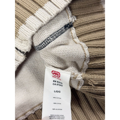 Ecko Unltd vintage zip hooded sweater beige brown big logo