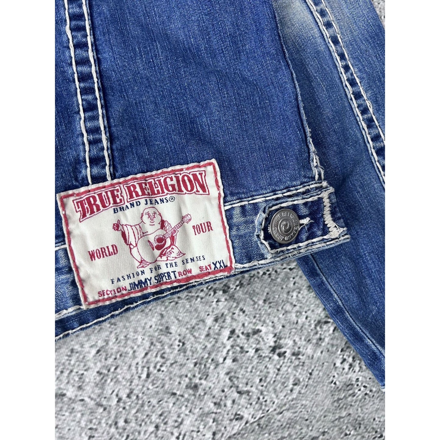 True Religion denim jacket trucker blue contrast stitching