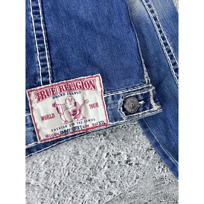 True Religion denim jacket trucker blue contrast stitching