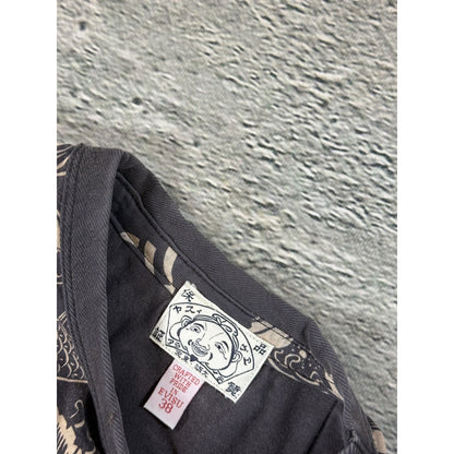 Evisu t-shirt vintage koi fish big logo brown gray