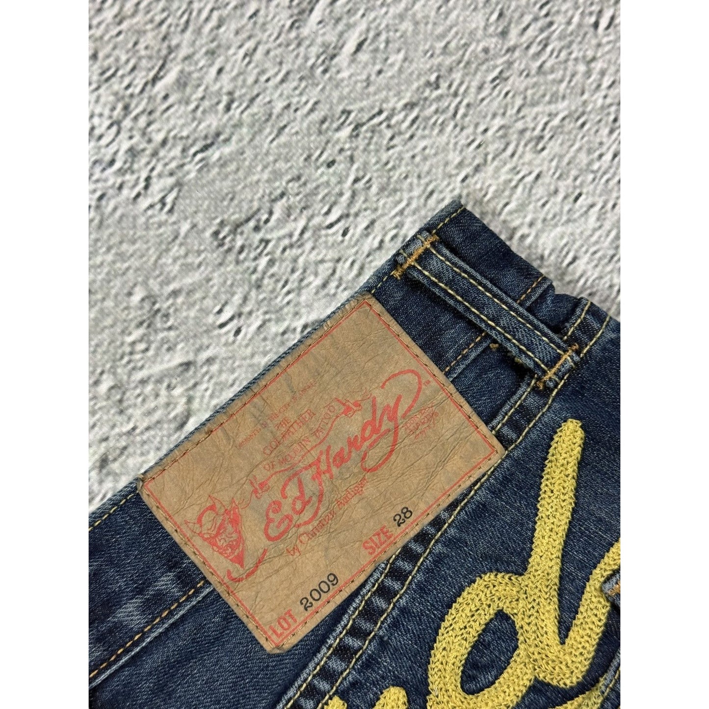 Ed Hardy vintage jeans tigers embroidered big logo pants