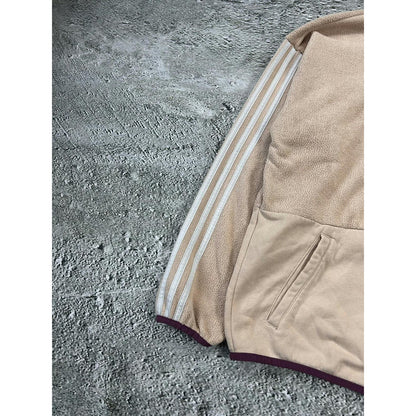 Adidas fleece zip hoodie beige sherpa big logo sweatshirt