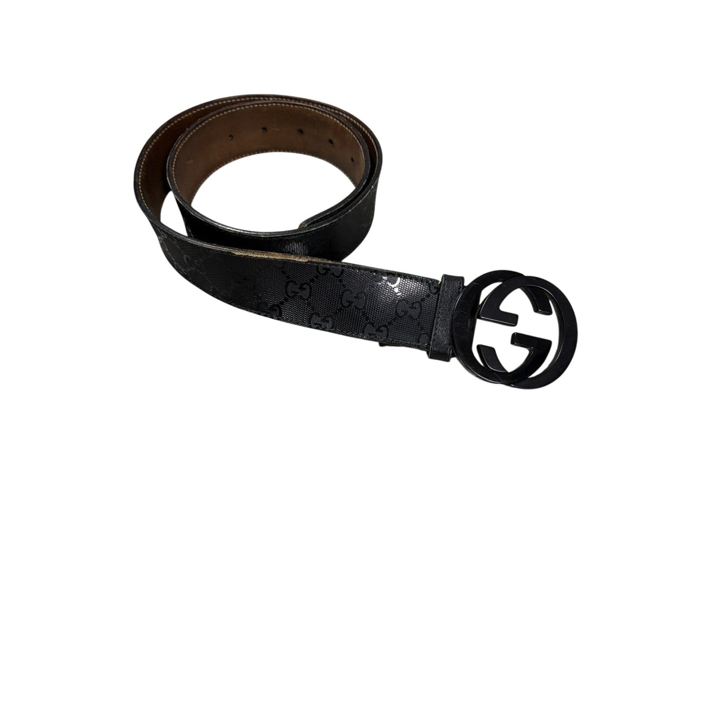 Gucci belt black big buckle double G monogram