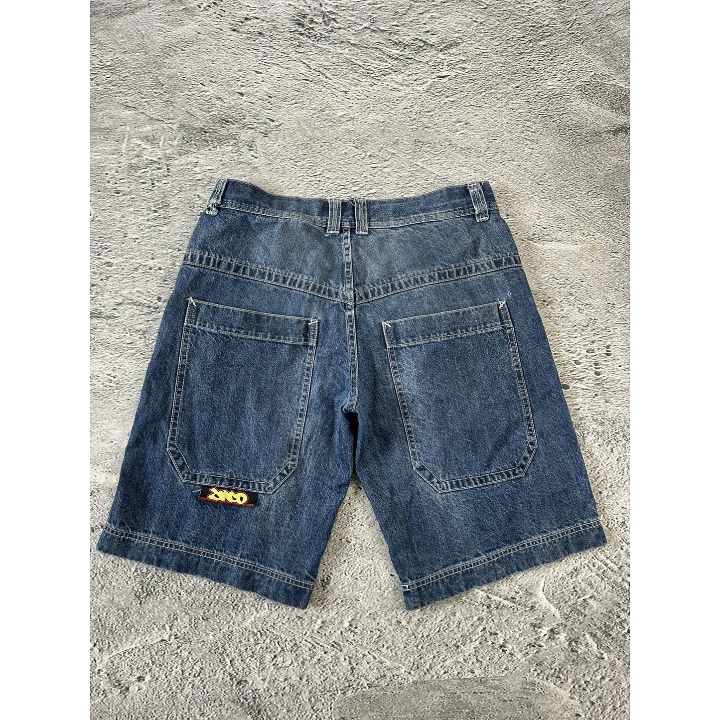 JNCO Jorts Y2K vintage blue denim shorts big logo