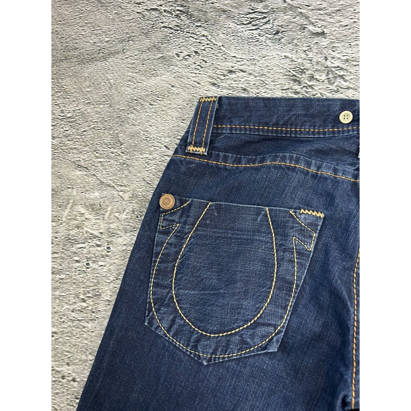 True Religion blue jeans thick stitching baggy Y2K