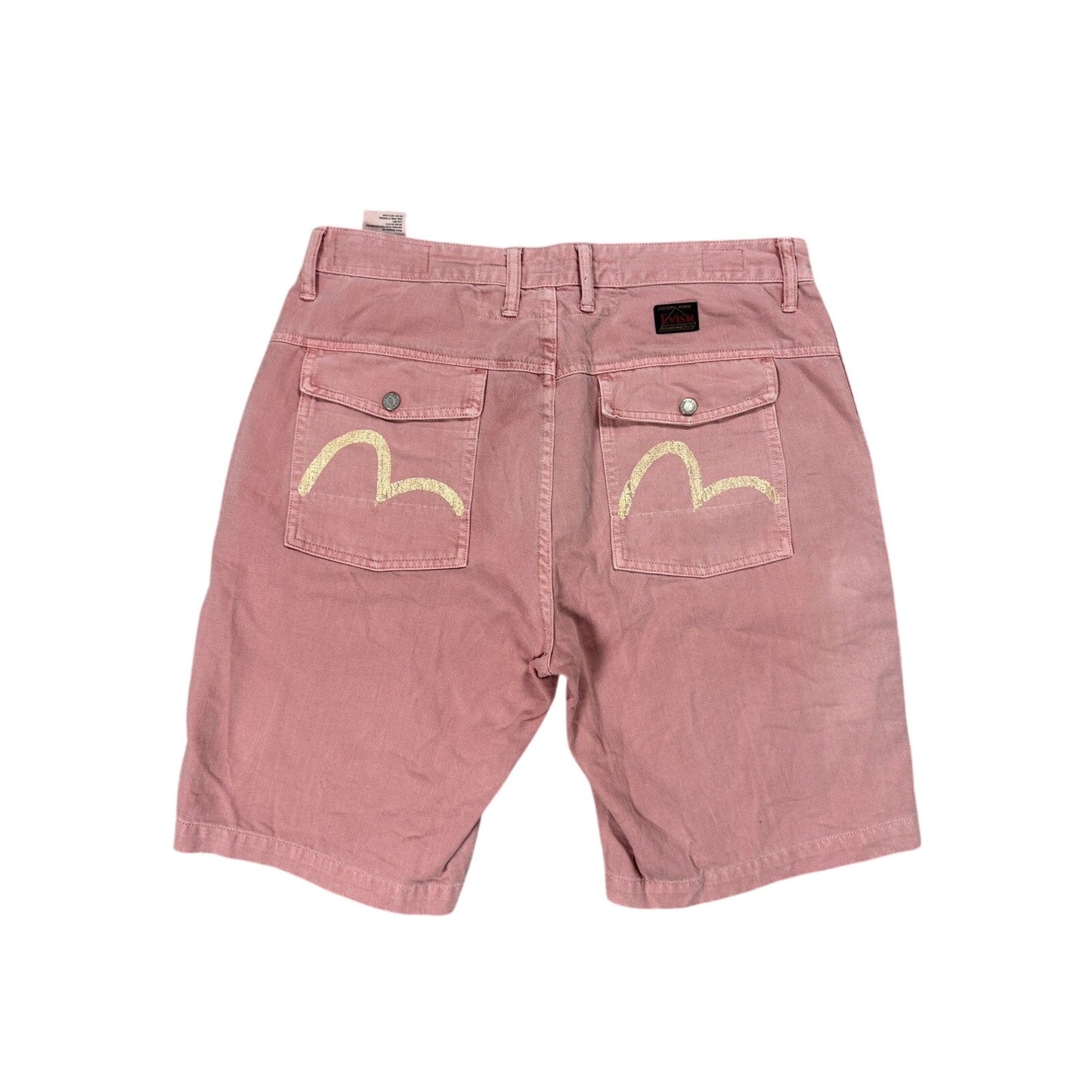 Evisu jorts pink Y2K shorts denim white seagulls cargo