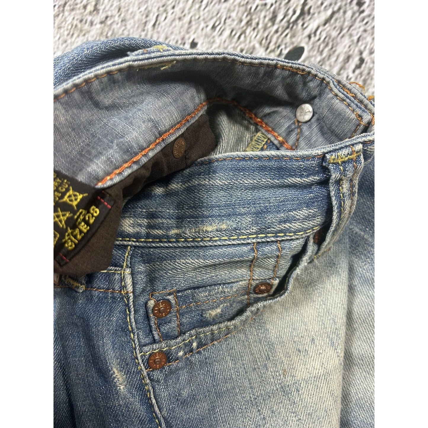 Evisu EU ED jeans vintage denim pants seagulls baby blue