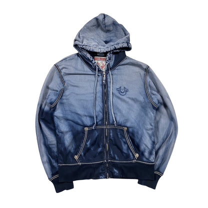 True religion washed navy zip hoodie gradient