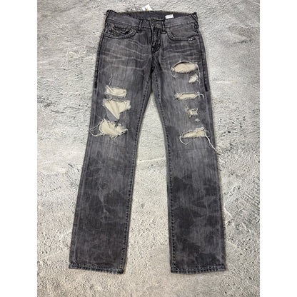 True Religion vintage grey jeans fat white stitching Ricky