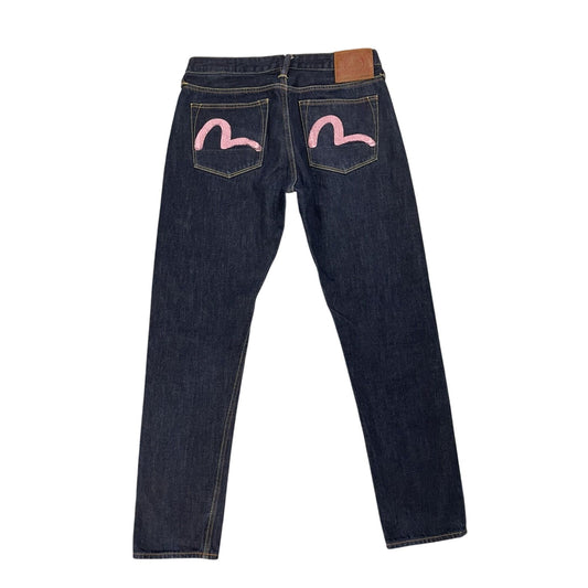 Evisu vintage navy jeans pink seagulls